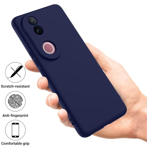 Image of Back Cover for Vivo V50 5G / V50e 5G / T4R 5G | Full Camera Protection | Premium Liquid Silicon Case | Flexible Bumper Case for Vivo V50 5G / V50e 5G / T4R 5G / iQOO Z10R 5G (Dark Blue)