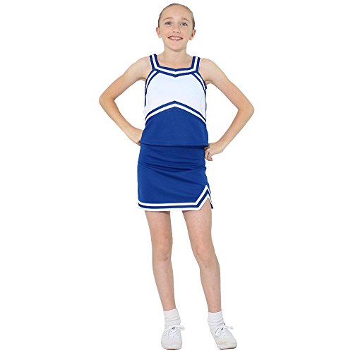 Danzcue Girls Sweetheart Cheerleaders Uniform Shell Top, Royal-White, Medium #TOP2