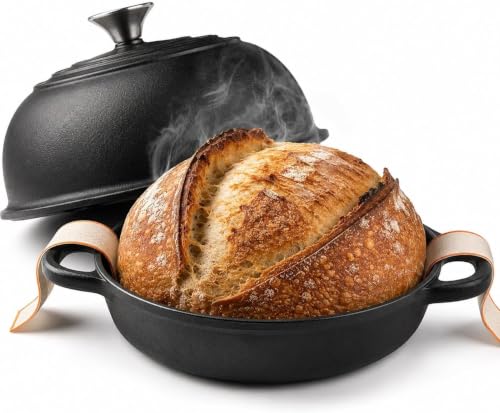 AHJ Gusseisen Topf Brot Backen,4.7L/24cm Emaillierung Dutch Oven – Ansicht 1