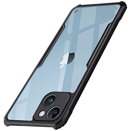Image of WOW IMAGINE TPU+PC Shock Proof Clear Protective Back Cover Case For Apple Iphone 14 Plus - Airedge Technology | 360 Degree Camera Protection | Transparent Hybrid Back Case Mobile Cover - Black