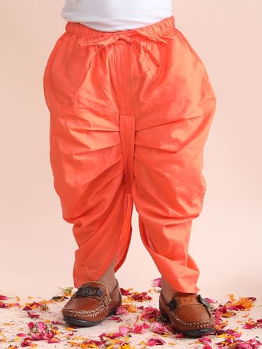 Image of POLKA TOTS Premium Cotton Dhoti Kurta Set for Kids Boys | Traditional Angrakha Style Ethnic Wear for Boys | Kurta Dhoti Set for Kids | Festive & Wedding Clothing Set for Baby