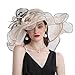 Go Mai Women Hats Organza Butterfly Decoration Wide Brim Occasion Event Kentucky Derby Church Dress Sun Hat Beige, 56-58cm