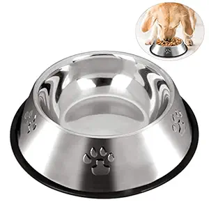 Outgeek Stainless Steel Dog Bowl Pets Feeding Bowl?Non-Slip Food Water Bowl for Dogs Cats Puppies