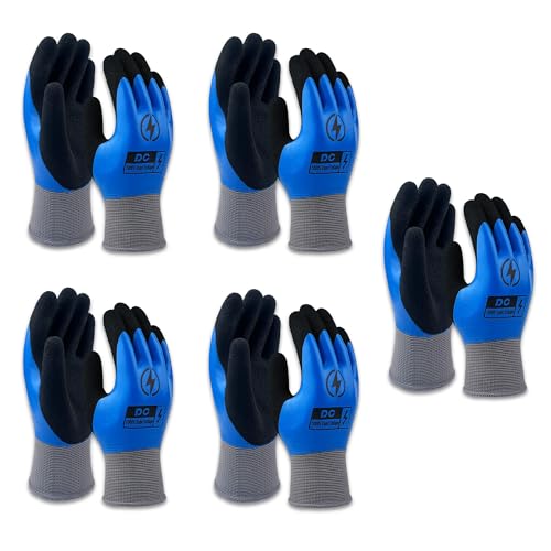 Image of DongChu 5 Pairs Insulated Electrician Gloves 1000V Voltage Resistant Flame Retardant Work Gloves, Electrical Rubber Non-slip Texture Design for Electricians Prevent Shock