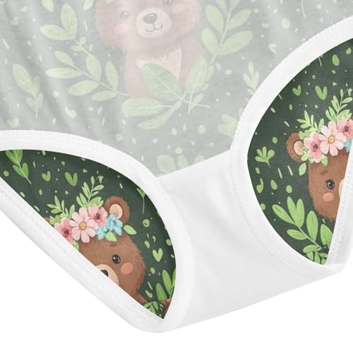 Cute Brown Bears Green Undies for Toddler Girls, Girl Panties, 2T–8 Years4