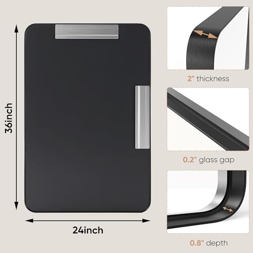 Image of Sweetcrispy 24x36 Inch Black Bathroom Mirrors, Bathroom Mirrors for Over Sink, Rectangle Wall Decor for Entryway, Bedroom, Vanity,Anti-Rust, Horizontal or Vertical Hanging, Black
