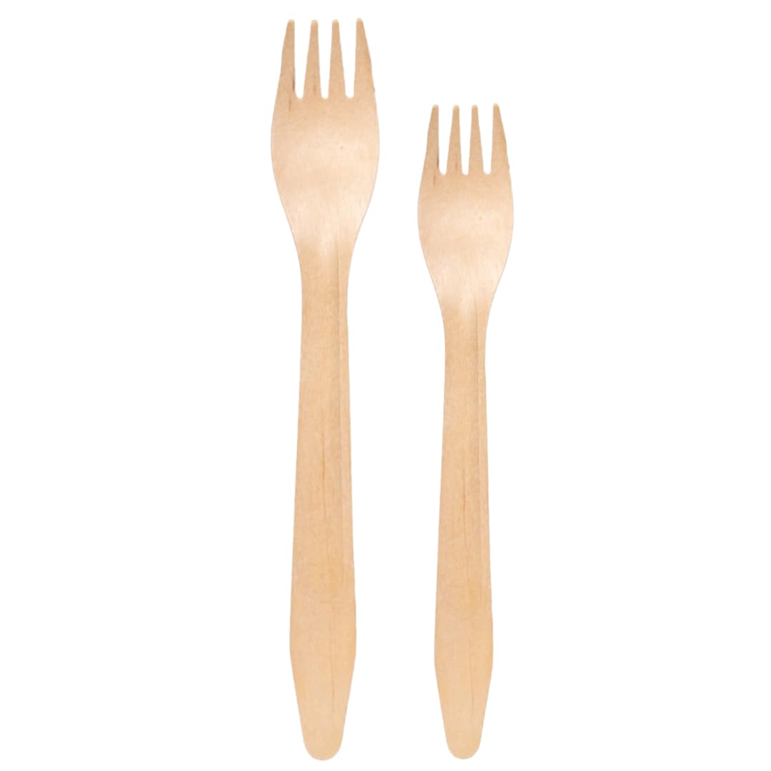 Forchette In Legno, Posate Usa e getta, Biodegradabili e Compostabili, Stoviglie Monouso 100% Naturali (500, Forchetta 14 Cm)