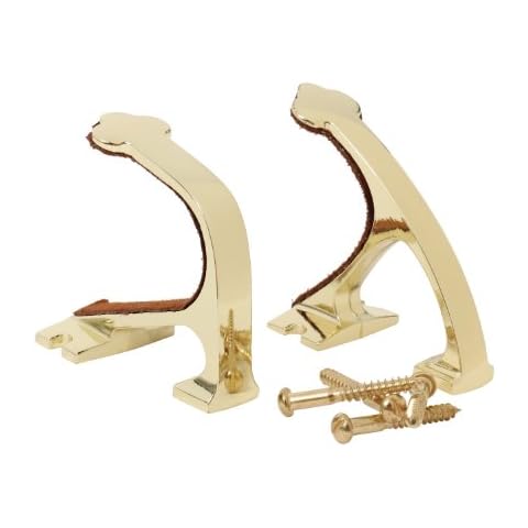 Allen Company Shotgun and Rifle Brass Wall Mount Hooks - Heavy-Duty Gun Rack - Shooting Accessories for Home - Comes with Four Brass-Plated Screws - One Pair Cover