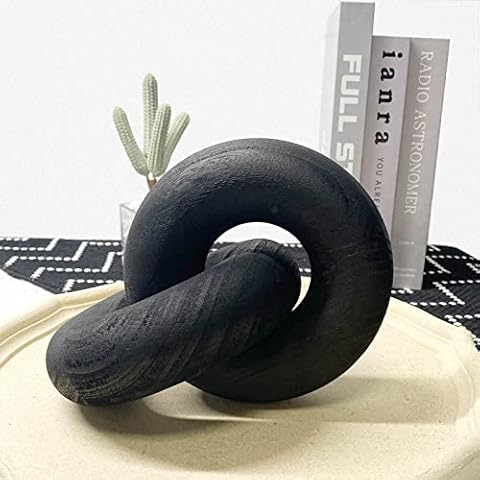 S-SNAIL-OO 2-Link Wood Chain Link Decor Wood Knot Decor, Home Shelf Decor Hand Carved Boho Bead, Suitable for Bedroom, Living Room, Coffee Table Decor ,Black Decor Cover