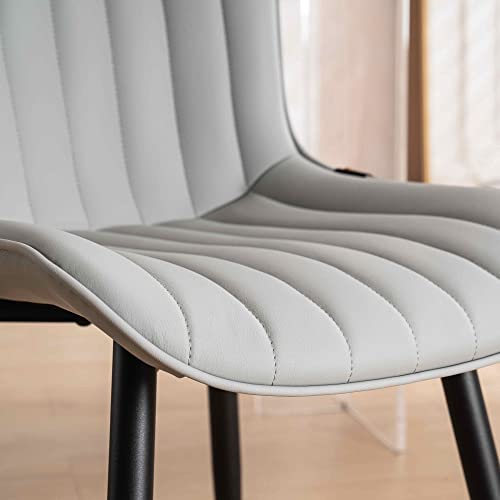 Younuoke Dining Chairs Set Of 2 Upholstered Mid Century Modern Chair Armless Faux Leather Accent Chairs With Backrest Metal Legs And Adjustable Feet For Kitchen Living Room Bedrooms Grey #TOP4