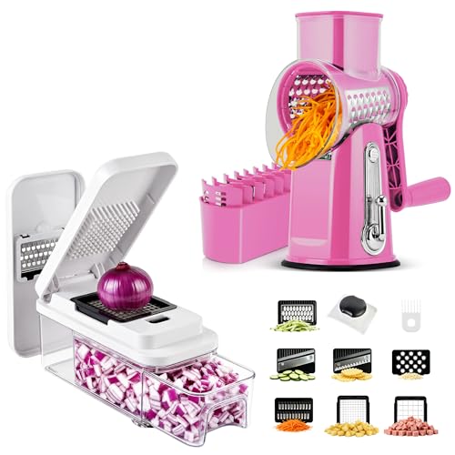 Rallador giratorio con mango y cortador vegetal multifuncional miniatura 1