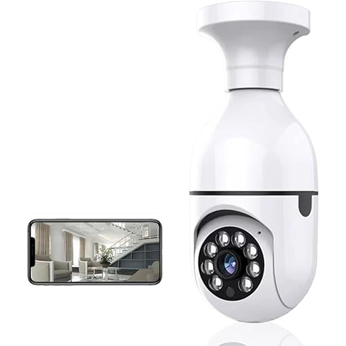 SSYING Light Bulb Camera, 1080P 2.4G/5.0GWireless Light Bulb Camera WiFi Outdoor 360 Degree,Light Bulb Security Camera with Motion Detection,Two-Way Audio,Free Cloud Storage