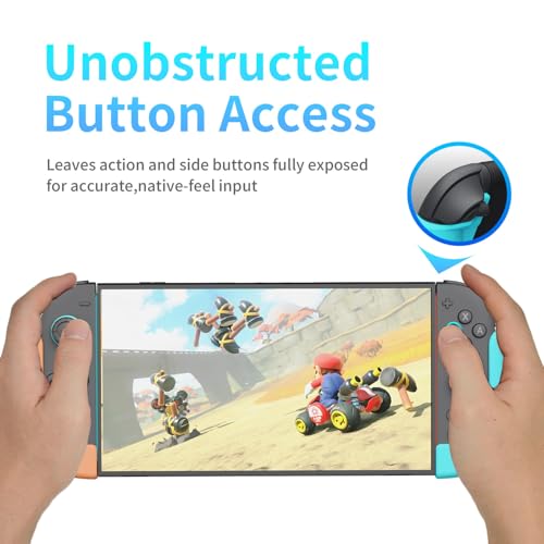 Image of MystiForge Split Grips for Nintendo Switch 2 Joycon 2 - Ergonomic, Anti-Slip TPU, Quick Release & Lightweight (Orange&Blue)