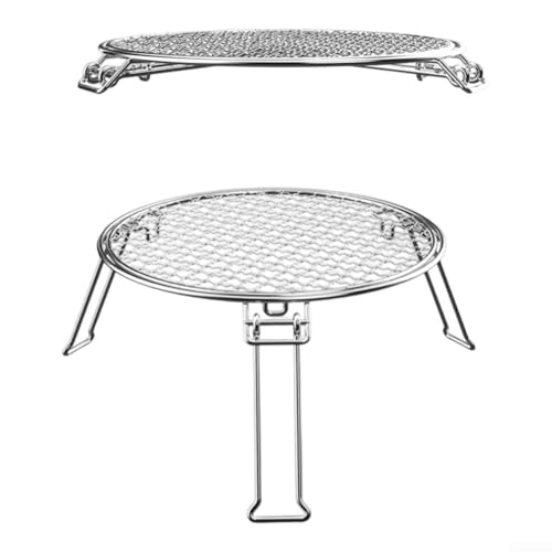 Parrilla plegable de acero inoxidable con patas para apoyar sartén, hervidor y otros utensilios de cocina al aire libre