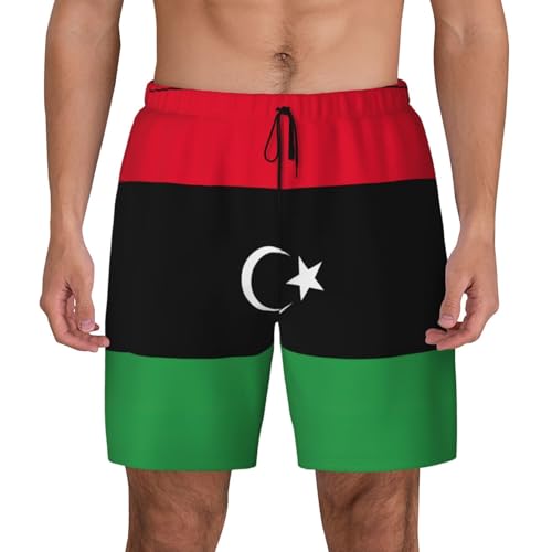 Short de bain homme avec doublure motif drapeau libyen
