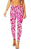 AOBUTE Women Valentines Legging Festival Pink Heart Ankle Length Casual Print Tight Pant XL