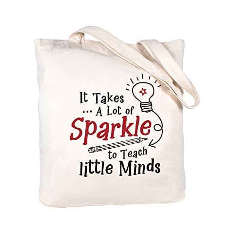 CARAKNOTS Teacher Gifts Teacher Appreciation Gifts for Women Christmas Teacher Gifts Cotton Teacher Bag and Tote with Pocket Cover