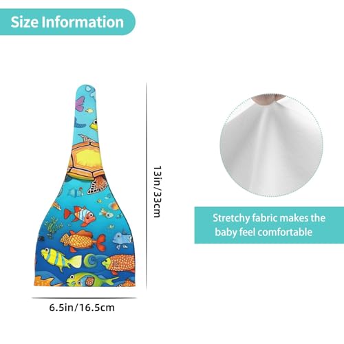Newborn Baby Hat, Turtle and Fish Print Soft Top Knot Beanie Cap, Cute Baby Headwear for 0-6 Months Black4