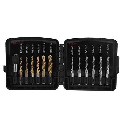 ANKROYU Drill Combined Tap, Steel Combined Tap Drill Bit Set, Wear Resistant Drill Bit Combined Tap, Drill Bits Hand Tools for Drilling Tapping Deburring