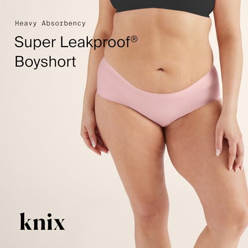 Image of KNIX Women Leakproof Period Underwear Boyshort - Heavy Flow Protection, Absorbs 4-7 Super Tampons