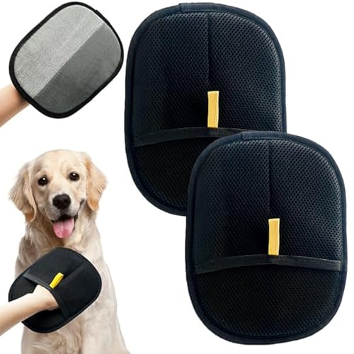 kinoco Pet Hair Removal Gloves, 2-Pack, Electrostatic Washable Gloves for Dogs and Cats, Reusable Fur Remover for Furniture and Car Seats