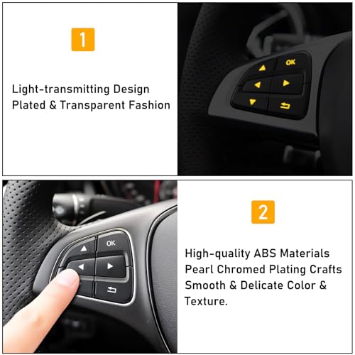 Image of Moonlinks Steering Wheel Button Covers Trim Stickers Fit Mercedes Benz A | For B GLA CLA GLS GLE CLS SL Class Steering Wheel Button lnner Decoration Sticker 12PCS, Black (Model B)