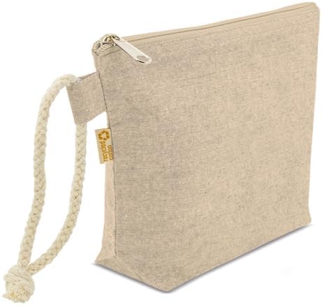 Recycled Cotton Wash Bag, Heather Colours, 21.5 x 17 x 5 cm, with Drawstring, Toiletry Bag, Makeup Case, ecru, Casual image 5