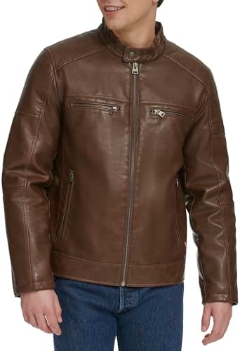 Levi's Jaqueta masculina de couro sintético, Colcha forrada com