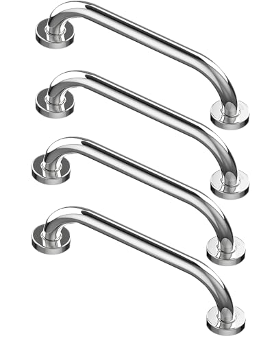 Howdah Asas de agarre para personas mayores, 30 cm, acero inoxidable, cromado, para baño, 4 unidades…, HUXI-4