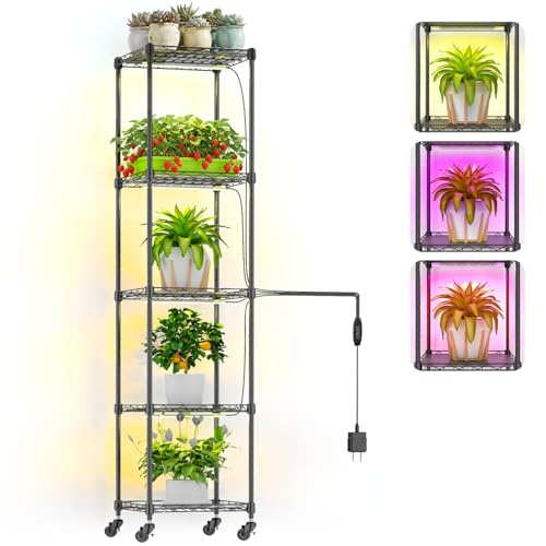Abimars Plant Stand with Grow Lights, Shelf Height Adjustable Metal