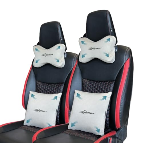 Image of Neodrift 'Neo-Kit Combo' - (Colour - Beige)(2 Neck Cushions, 2 Square Pillows) | Neck & Back Rest Support Cushion Memory Foam Pillow for Neck, Head, Shoulder & Back Pain-Relief for Car Seat