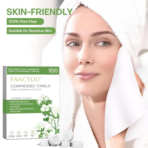 FANCYOU Einweg-Gesicht-Handtücher Tabletten 23x19cm 100 Stückte Bulk verpackt Gesicht erweiterbare Reinigung Handtücher Einweg-Waschtuch Tabletten für Schönheit & persönliche Pflege – Bild 5