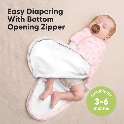 Image of Baby Swaddle Sleep Sacks with Zipper - 3-Pack Swaddles for Newborns 3-6 Months, Infant, Baby Girls, Boys, Soft & Durable Newborn Sleep Sack, Easy Diaper Change Swaddling Blanket (Blossom, L)