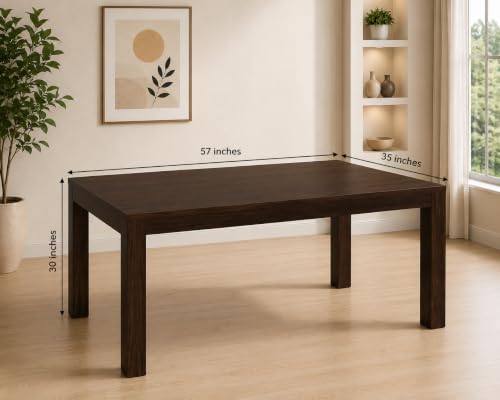 Image of AADITYA WOODS Solid Sheesham Wood Six Seater Dining Table Set with Chairs & Bench for Living Room Home Wooden 6 Seater Dining Table for Home Office Dining Room Set- Walnut & Cream