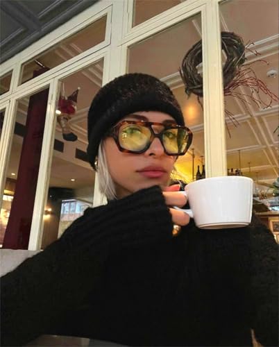 ADE WU Trendy Geometric Square Aviator Sunglasses for Women Thick Frame