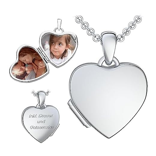 Kinder Herz Medaillon zum Öffnen für Bilder Silber 925 | Kette Halskette Mädchen | Medallion aufklappbar | Amulett Anhänger Herzmedaillon mit Foto personalisiert | Geschenk für Kinder zum Geburtstag