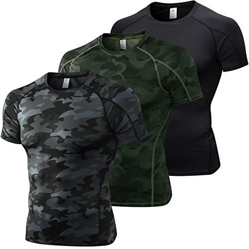 3 Pack Compression Shirts Men's Short Sleeve Workout Shirts Cool