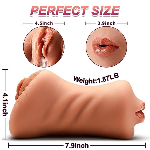 Image of 3 in 1 Pocket Pussy Male Masturbator with Bullet Vibrator 10 Patterns-Adult Sex Toy for Men Penis Stimulation,Blowjob Stroker Toy with 3D Realistic Tight Anus&Real Mouth for Man Masturbation Pleasure