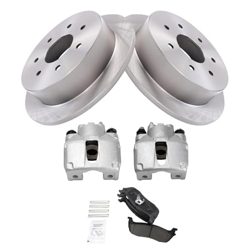 Image of TRQ Rear Brake Pad and Rotor Set Ceramic Calipers Compatible with 2000-2003 Ford F-150 2004 F-150 Heritage 1997-1999 F-250 1998 F-250