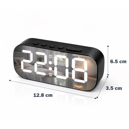 Image of Sehaz Artworks Alarm Clock for Living Room Stylish |Alarm Clock for Heavy Sleepers |Digital Table Clock for Home |Digital Alarm Clock for Bedroom Smart |Digital Watch | Digital Clock for Table - Black