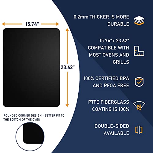 Oven Liners For Bottom Of Oven - 2 Pack Best Rounded Corners Non-Stick Teflon Oven Liners Mat For The Bottom Of Convection, Electric, Gas, Toaster And Microwave Ovens 15.74"X 23.62" #TOP2