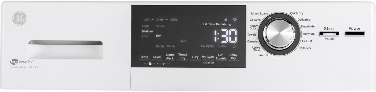 GE 4.1 cu. ft. 240-Volt White Electric Ventless DryerGFT14ESSMWW