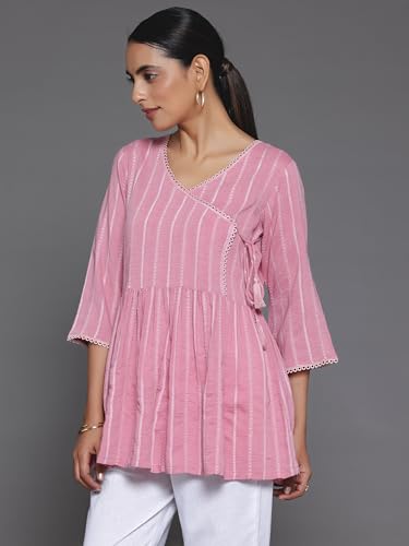 Image of Libas Womens Woven Design Cotton Blend A Line Kurti for Women Suit