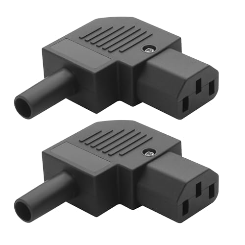 YACSEJAO 90 Degree IEC C14/C13 Power Connector Adapter 2Pcs 250V/10A Rewireable C14 C13 Male Female AC Power Plug Socket (Right Angle, Female)