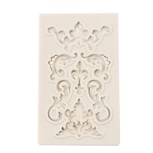 Oyfel decoración de Boda Molde de Silicona para Hornear Galletas Hacer Tarta Pastel Herramienta de pastelería de Goma Cocina Fondant Flor Vintage Estilo Barroco Curlicues Rollo Encaje Flores y Hojas