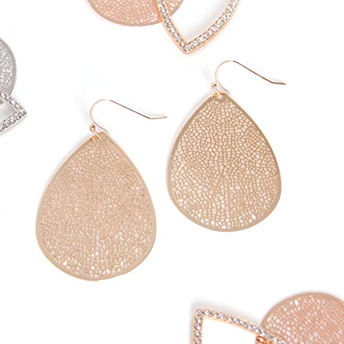 Teardrop Dangle Earrings for Women - Gold, Rose, or Silver Tone Delicate Lightweight Filigree Statement Earrings4