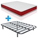 Somier fijo reforzado fabricado con estructura metálica en tubo de acero de 40 x 30 mm y láminas de madera de haya natural de 120 x 8mm,  con sistema de taco anti-ruido