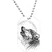 Black and White Howling Wolf Dog Tag Necklace