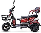 Folding Electric Mobility Scooter,Portable Tricycle Recreational Power Scooter,3 Wheel Lightweight Portable Power Travel Scooters - for Travel, Adults, Elderly (Color : Red, Size : Folding-CC)