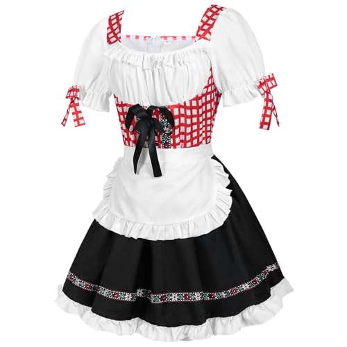 Costume bavarois femme chic et rouge pour briller à la fête de la bière